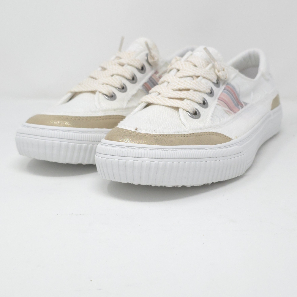 Blowfish Malibu Alex White Distressed Canvas Lace-Up Sneakers Size 9W